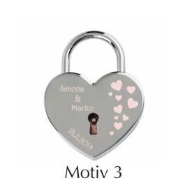 Heart Love Lock Silver Engraved with Desired Engraving Custom Text Padlock 
