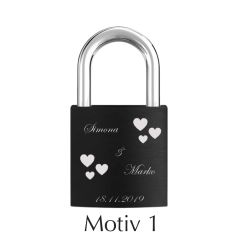 Ljubezenska ključavnica z gravuro - črna I Motiv 1