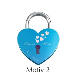 Ljubavni lokot s gravurom "srce - plavi" I Motiv 2 AFORUM.shop® 