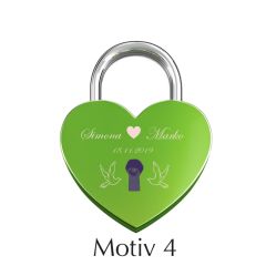 Ljubezenska ključavnica z gravuro srce - zelena I Motiv 4