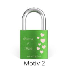 Ljubezenska ključavnica z gravuro - zelena I Motiv 2