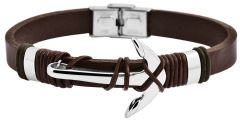 XXL men's leather bracelet Akzent A365007 with anchor