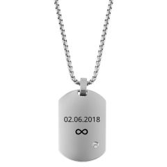 Men's steel necklace with pendant Akzent A503366 with engraving