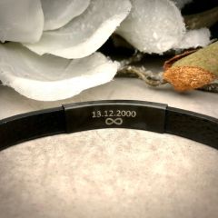 Men's leather bracelet Akzent A504099 with diamond engraving I AFORUM.shop