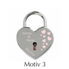 Ljubezenska ključavnica z gravuro "srce - srebrna" I MOTIV 3