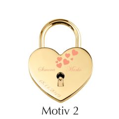 Love lock with engraving "Heart - Gold" I Motiv 2