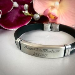 Men's kauchuk bracelet Akzent A319024 with diamond engraving AFORUM.shop® 